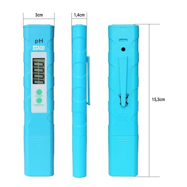 AQO pH Meter digitales pH Messgerät für Aquarium, Pool, Haushalt