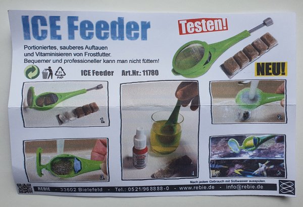 ICE FEEDER portioniertes, sauberes Auftauen von Frostfutter!