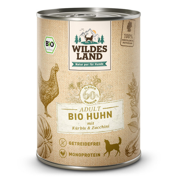 Wildes Land BIO Adult Huhn mit Kürbis & Zucchini 6x 400g