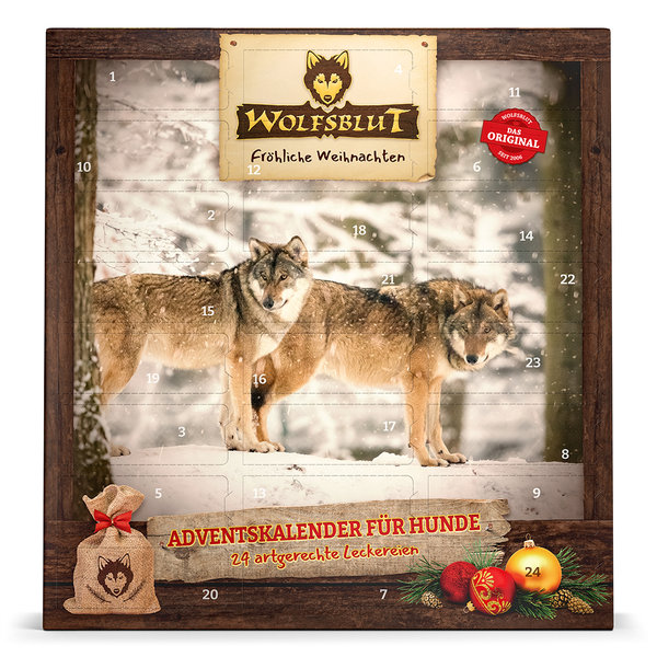 Wolfsblut Adventskalender 2022 für Hunde mit 24 weihnachtlichen Überraschungen